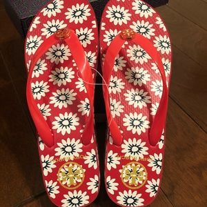 Brand new Tory Burch wedge flip flops